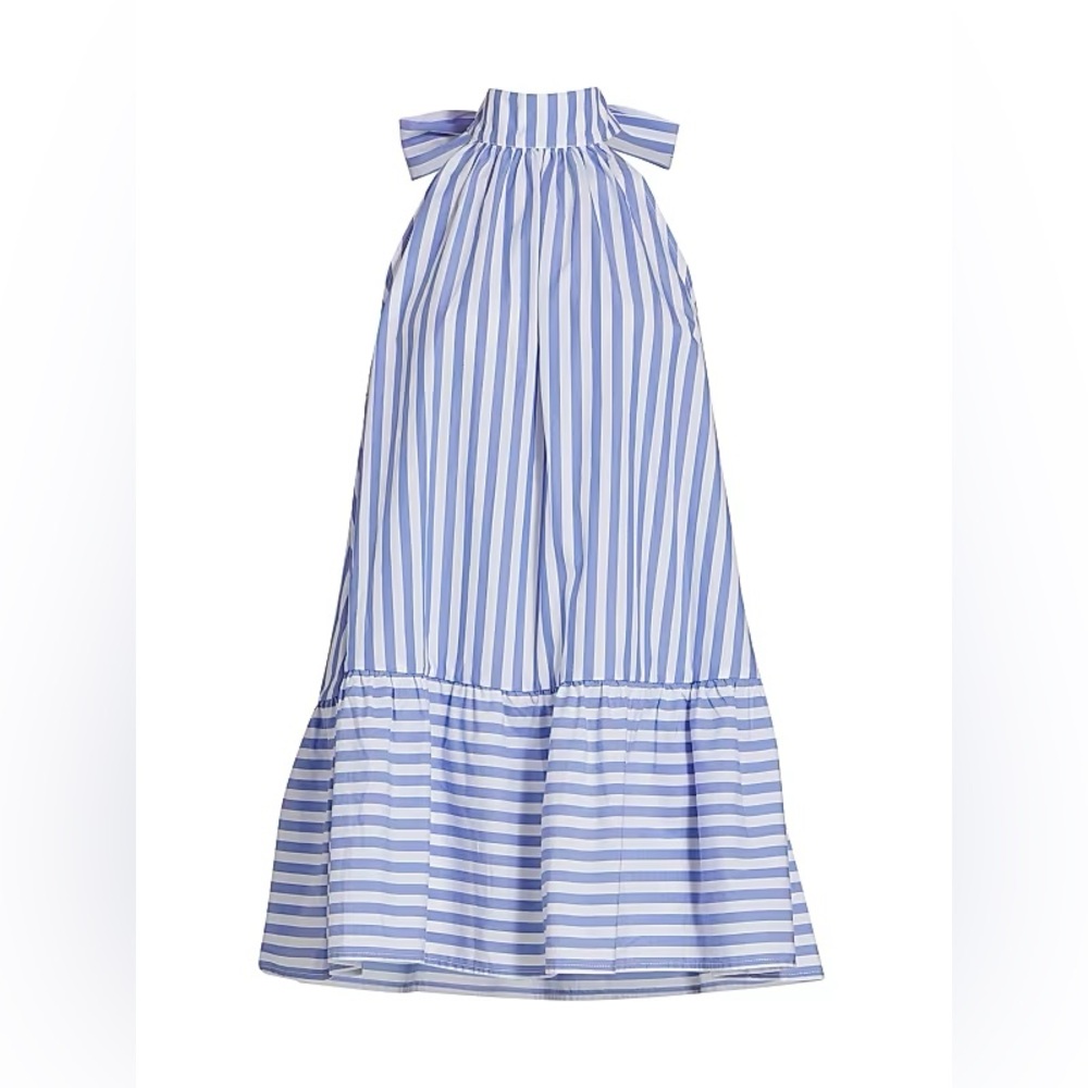 STAUD Marlow Blue and White Striped Mini Dress